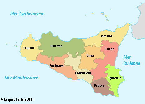 sicile provinces italie