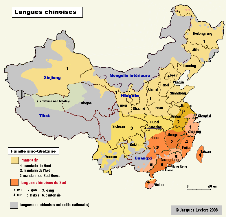 Langues chinoises et non chinoises