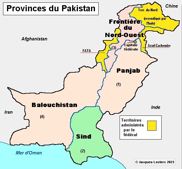 Carte du Pakistan et de ses provinces